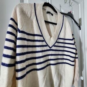 Mango Cream and Navy Sweater